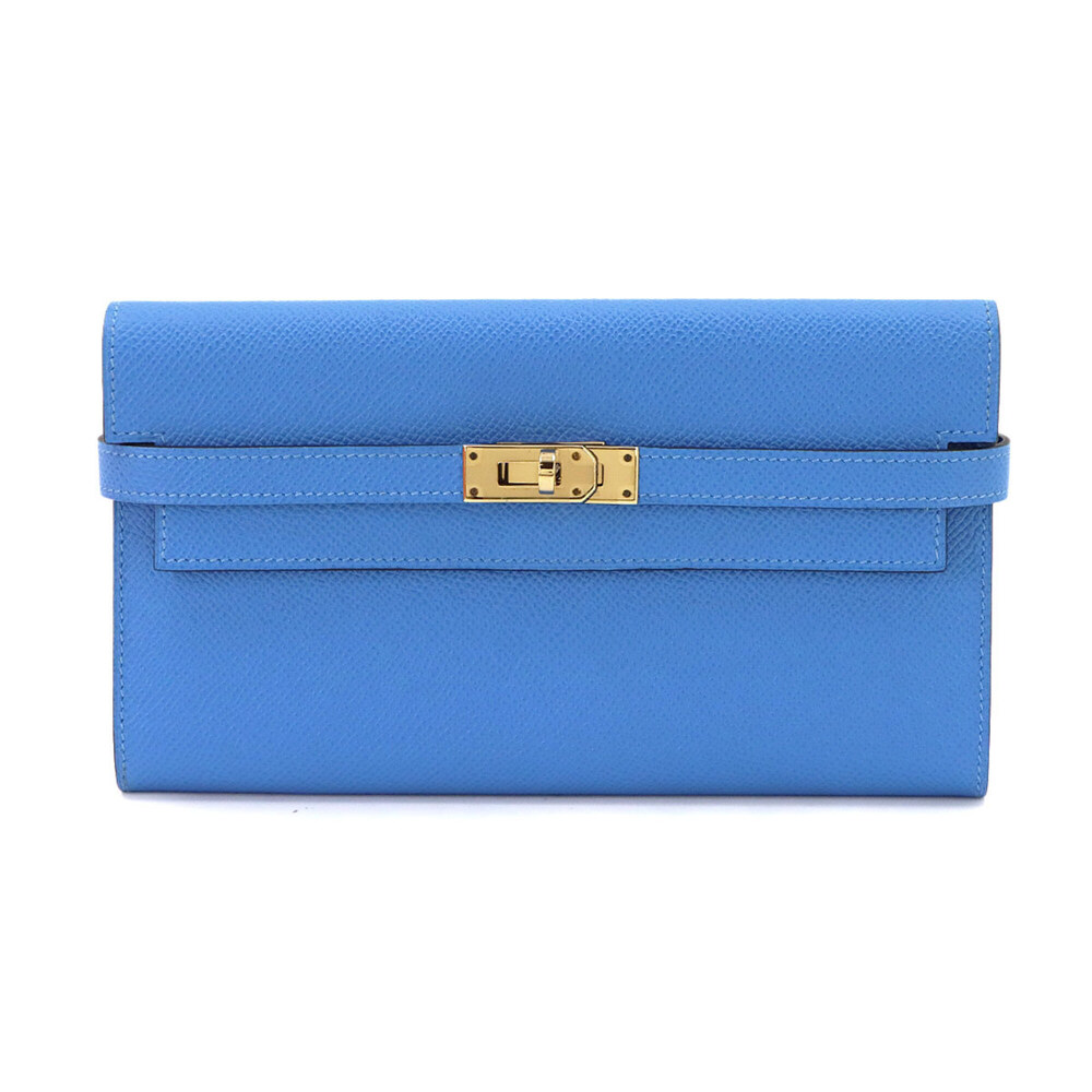 Hermes Kelly Wallet, bi-fold long wallet, Epsom leather, Blue Paradise, T sta...